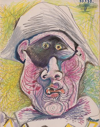 32 Pablo Picasso Testa Di Arlecchino Ii 1971 Matita Su Pastello Su Carta 652 X 502 Cm Johannesburg Art Gallery About Art On Line